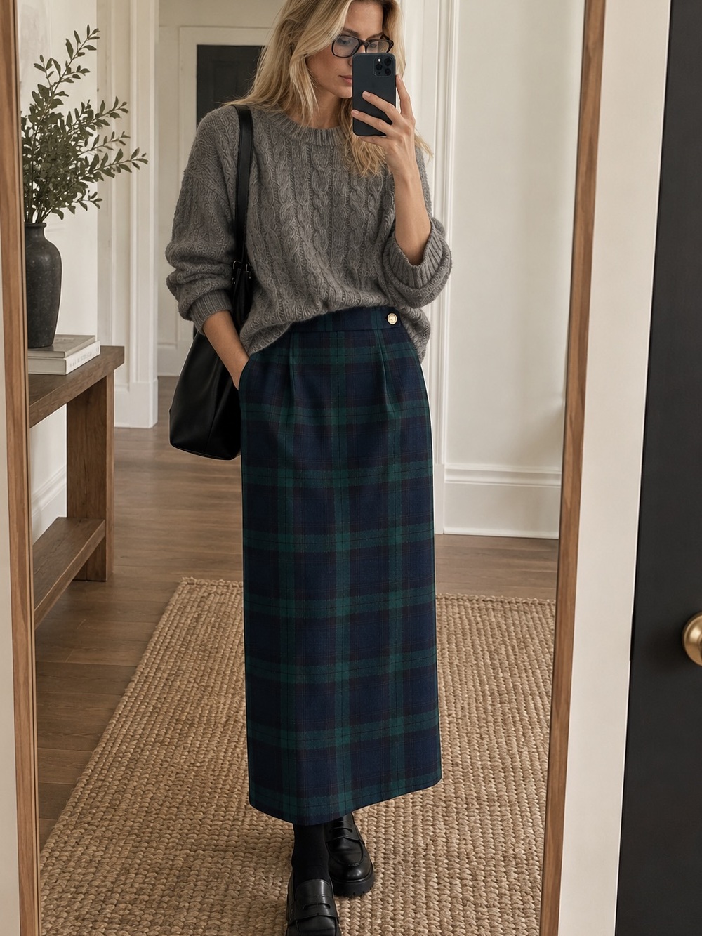 Vintage Casual Corner Annex Black Watch Tartan Plaid Maxi Skirt 12